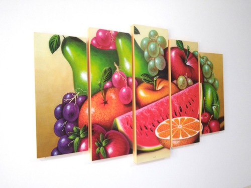 Imagen 7 de 7 de Cuadro Decorativo Frutas Comedor Quíntuple