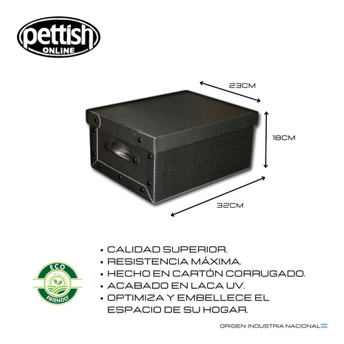Imagen 2 de 5 de Caja Baulera Organizadora Chica Negra Pettish Online Cg