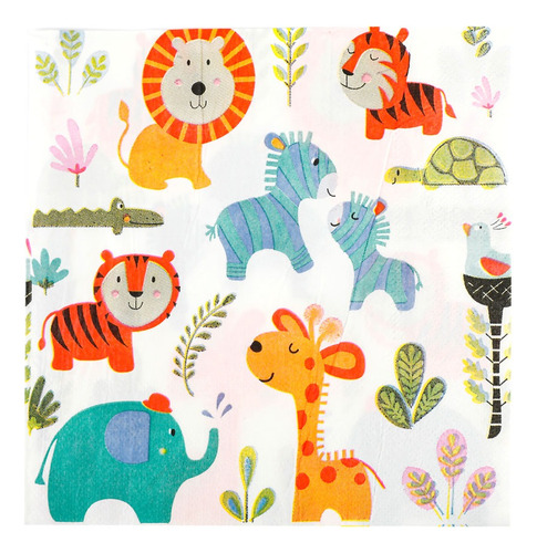 Servilletas Descartables Selva Cotillón. Pack X 20. 33x33cm