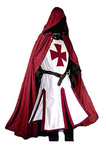 Túnica De Caballero Templario Cruzado Medieval Renacentista Halloween Cosplay