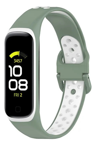 123Smart Silfit2 pulseira de silicone esportiva compativel com samsung galaxy fit 2 R220 Sm-r220 cor lite green com branco