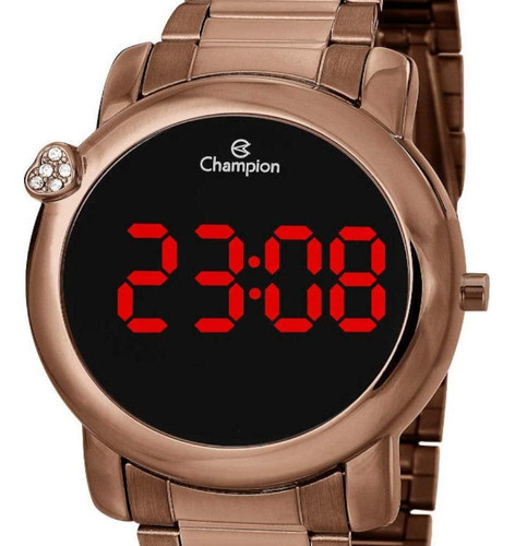 Relógio Feminino Digital Champion Ch48064r Em Metal Marrom