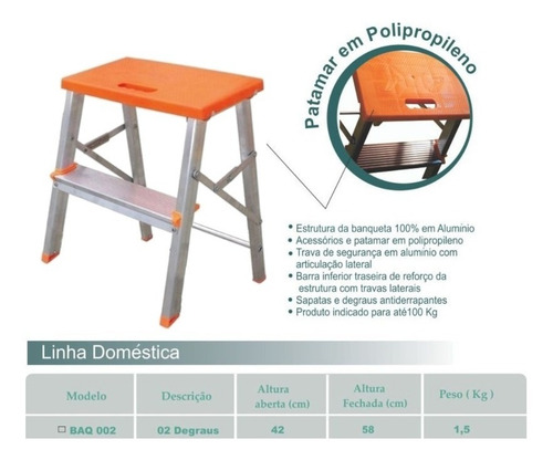 Banqueta Aluminio 2 Degraus Baq002 Agata