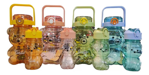 Botella Infantil Jardin Tapa Oso / Koala 2 En 1 Con Stickers