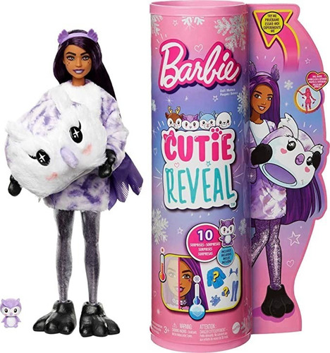 Barbie Cutie Reveal Owl Plush Snowflake Sparkle Doll