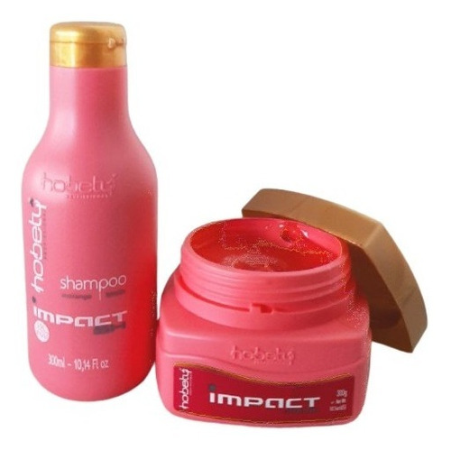 Imagem 1 de 10 de Tratamento Shampoo E Mascara 300 Ml Impact Morango Hobety