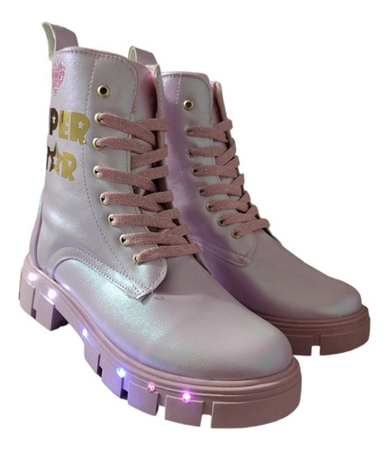 Bota Luz Led Chunky Super Star Tornasol Para Niña