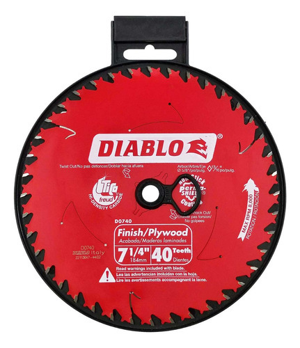 Disco de serra circular Diablo D0740r de 40 dentes de 7-1/4 polegadas, cor vermelha