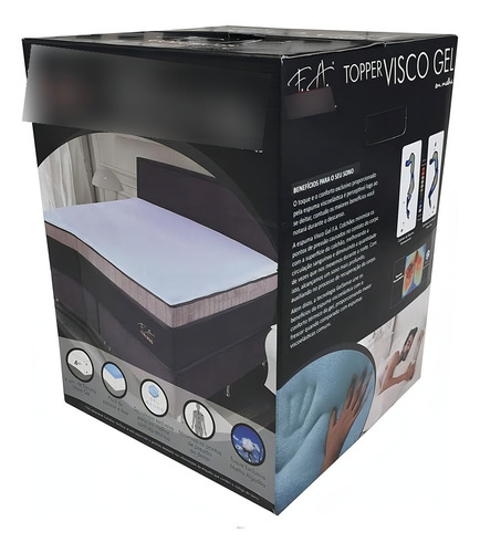 Pillow Top Viscogel Fa Colchões Nasa Solteirão 97x203x4 Cm