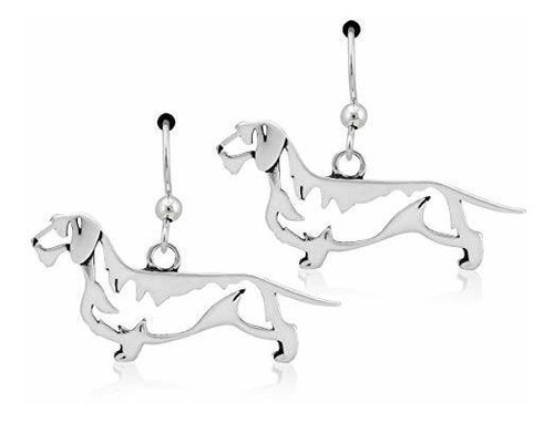 Aretes Anzuelo - Pendientes De Plata Esterlina Dachshund, Cu