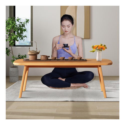 Mesa De Café De Piso Japonesa De Rzoizwko, Mesa De Madera De
