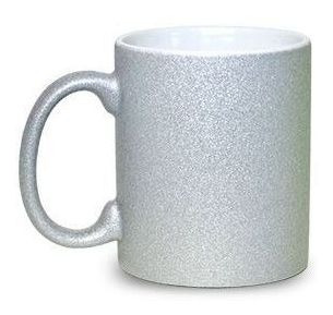 Caneca Glitter Prata Para Sublimação 300ml