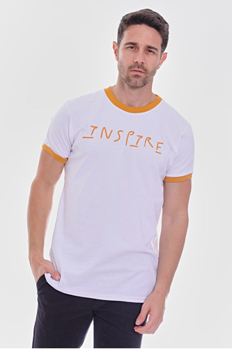 Remera Hombre Estampada Cuello Manga Combinado Inspire