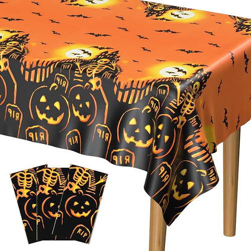 Paquete 3 Manteles Halloween 54 X 108 Pulgadas Diseño Calaba