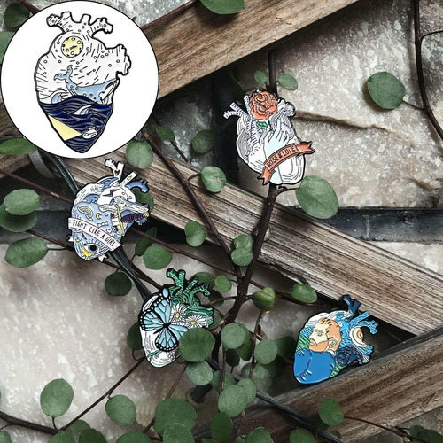 . 5 Piezas Órgano Corazón Esmalte Pines Broche Insignia