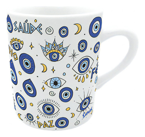 Caneca Com Pompom - Olhos Gregos Cor Branco