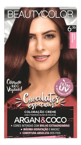 Kit Tintura Beautycolor  Coloração creme tom 6.36 chocolate mauve