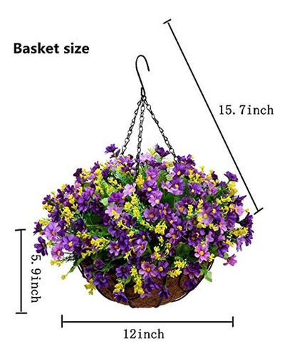 Flores Artificiales Colgantes En Canasta Exterior Interior P