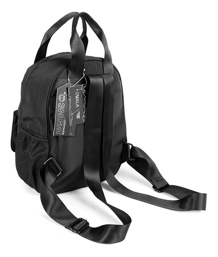 Imagen 6 de 7 de Mochila Negra Mujer Urbana Chimola Bolsillos