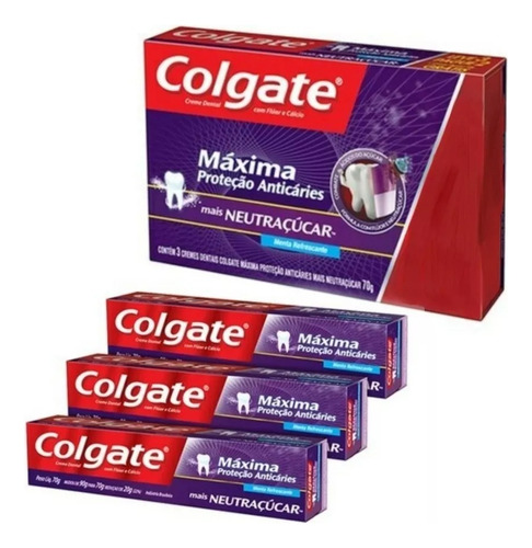 Colgate Max Protección Anticaries Neutraliza Azúcar -3 X 70g