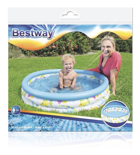 Imagen 2 de 6 de Pileta Infantil Fondo Del Mar Bestway 102cm 3 Aros 51008 Edu