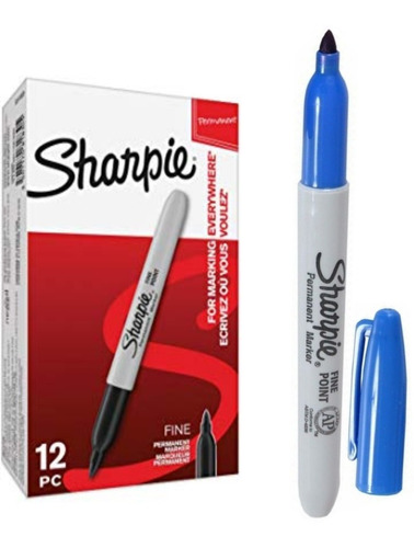 Marcador Sharpie Azul Punta Fina Dibujo Indeleble 