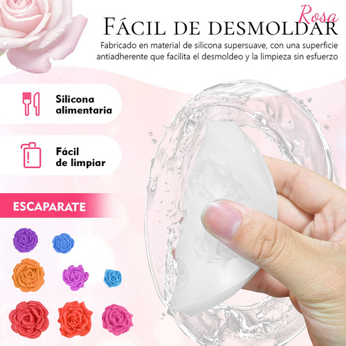 2pzs Moldes Silicona Flores Rosa Para Resina Velas Chocolate