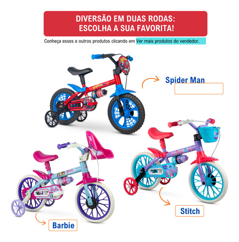 Bicicleta Infantil Menina Passeio Aro 12 Com Rodinhas Barbie