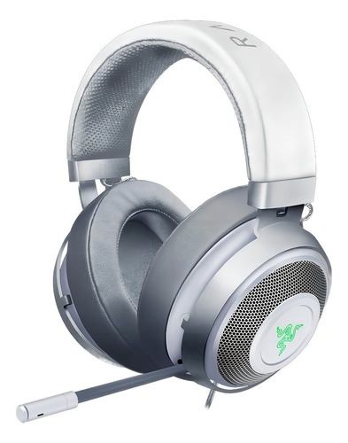 Fone de ouvido over-ear gamer Razer Kraken 7.1 V2 mercury white com luz LED