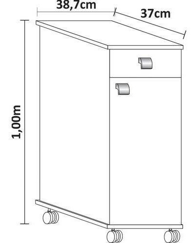 Balcão Multiuso 1 Porta 1 Gaveta Bianca Castanho/branco
