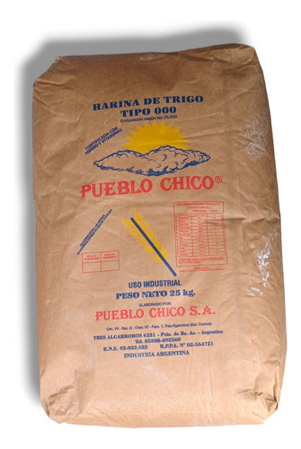 Harina De Trigo 000 X 25kg Pueblo Chico Fortificada Ley 