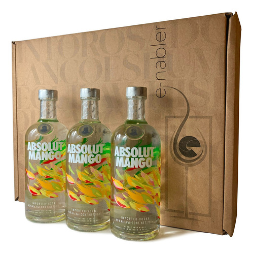 Tripack Absolut Mango Vodka Suecia 750ml