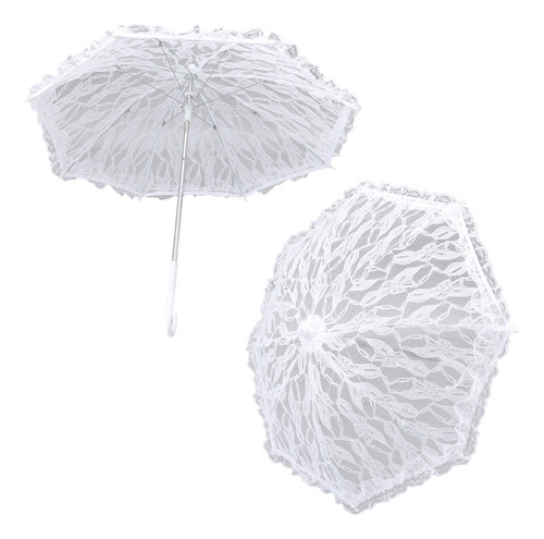 Sombrilla De Encaje Blanco Elegante
