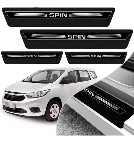 Kit 8 Peças Soleira Adesivo Porta Gm Spin 2013 2014 2015 20