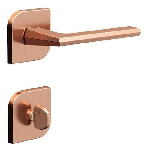 Fechadura Banheiro 3f 735b/127 Roseta Quadrada Rose Gold