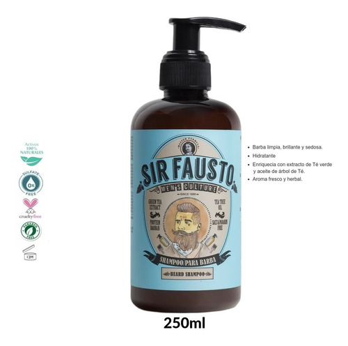 Sir Fausto Shampoo Barba 250ml Barberia Profesional Barbero