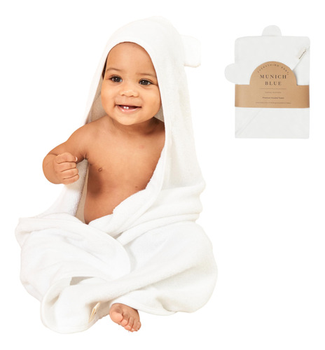 Toalla De Baño Con Capucha Para Bebé Y Niño 35x35 Blanco Nombre Del Diseño