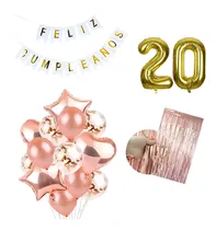 Comprar Combo Deco Globos Feliz Cumple+cortina+numeros+metalizados