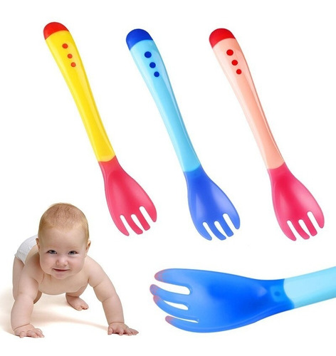 Cubiertos Cuchara Tenedor Para Bebe Flexibles Suave Sin Bpa Color Rosa
