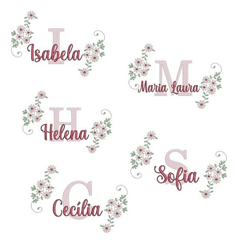 Matriz De Bordado - 125 Nomes Prontos Ramo De Flores