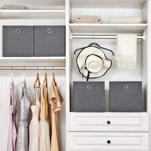 Set 2 Cajas Organizadoras For Ropa, Objetos, Closet, Gris