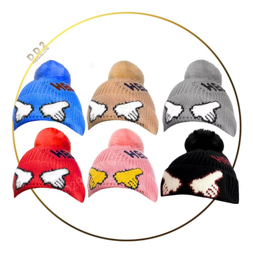 Gorro Pompón De Lana Niños Interior Polar Invierno Alita