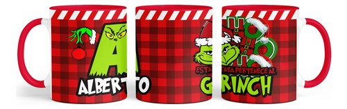 Taza Personalizada Grinch Letra Navidad 11oz Asa Color 1pz