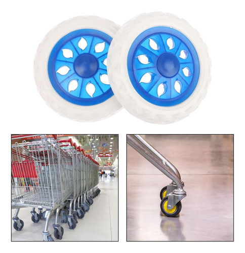 Ruedas Para Carrito De Compras Plegables De 2 Piezas, Azul