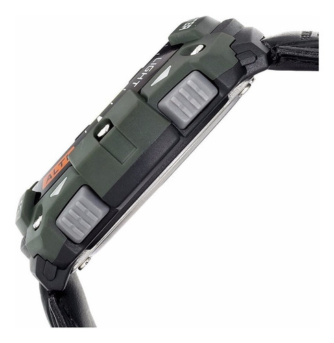 Reloj Casio Outgear Sgw 300hb Tela Altimetro Barometro Correa Verde Musgo Bisel Verde Musgo Fondo Verde