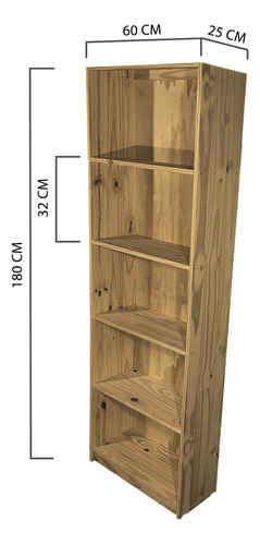 Biblioteca Estanteria 60 Cm Puerta Madera De Pino Maciza Color Negro