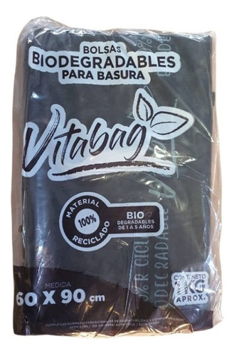 Bolsas De Basura Vitabag Biodegradable 60x90 Cm 1 Kg Color Negro