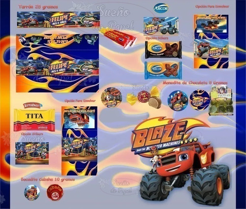 Kit Imprimible Blaze And The Monster Machine Candy Editable