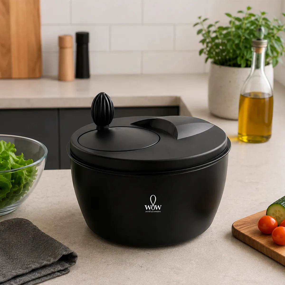 Centrífuga De Salada Secador Verduras Manual 4 Litros All Black Wow World Of Wonders