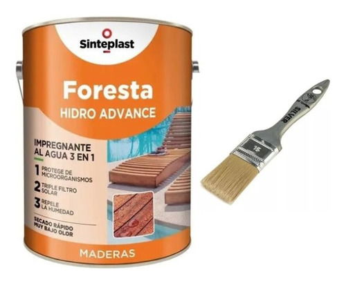 Foresta Hidro Advance Impregnante Madera Satinado 4l Pincel